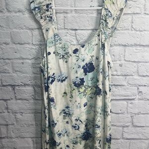 NWOT Free People Wildflower Printed Babydoll Linen Blend Floral Mini Dress Sz M